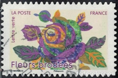 Sellos: Francia 2025 Oblit&eacute;r&eacute; Used Troisi&egrave;mes Fleurs Brod&eacute;es Y&T FR 2578 SU