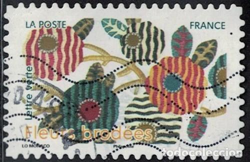 Sellos: Francia 2025 Oblit&eacute;r&eacute; Used Deuxi&egrave;mes Fleurs Brod&eacute;es Y&T FR 2577 SU
