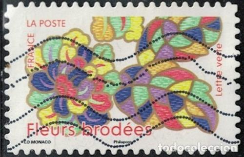 Sellos: Francia 2025 Oblit&eacute;r&eacute; Used Quatri&egrave;mes Fleurs Brod&eacute;es Y&T FR 2579