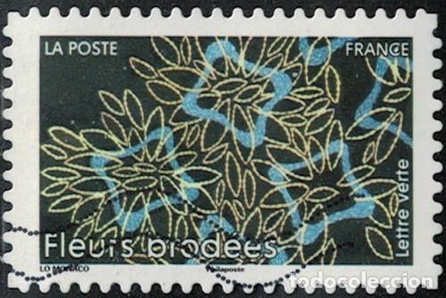 Sellos: Francia 2025 Oblit&eacute;r&eacute; Used Premi&egrave;res Fleurs Brod&eacute;es Y&T FR 2576
