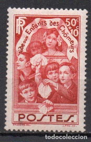 Sellos: FRANCIA A&Ntilde;O 1936 YV 312* (MVLH) PRO HIJOS DE LOS DESEMPLEADOS NI&Ntilde;OS