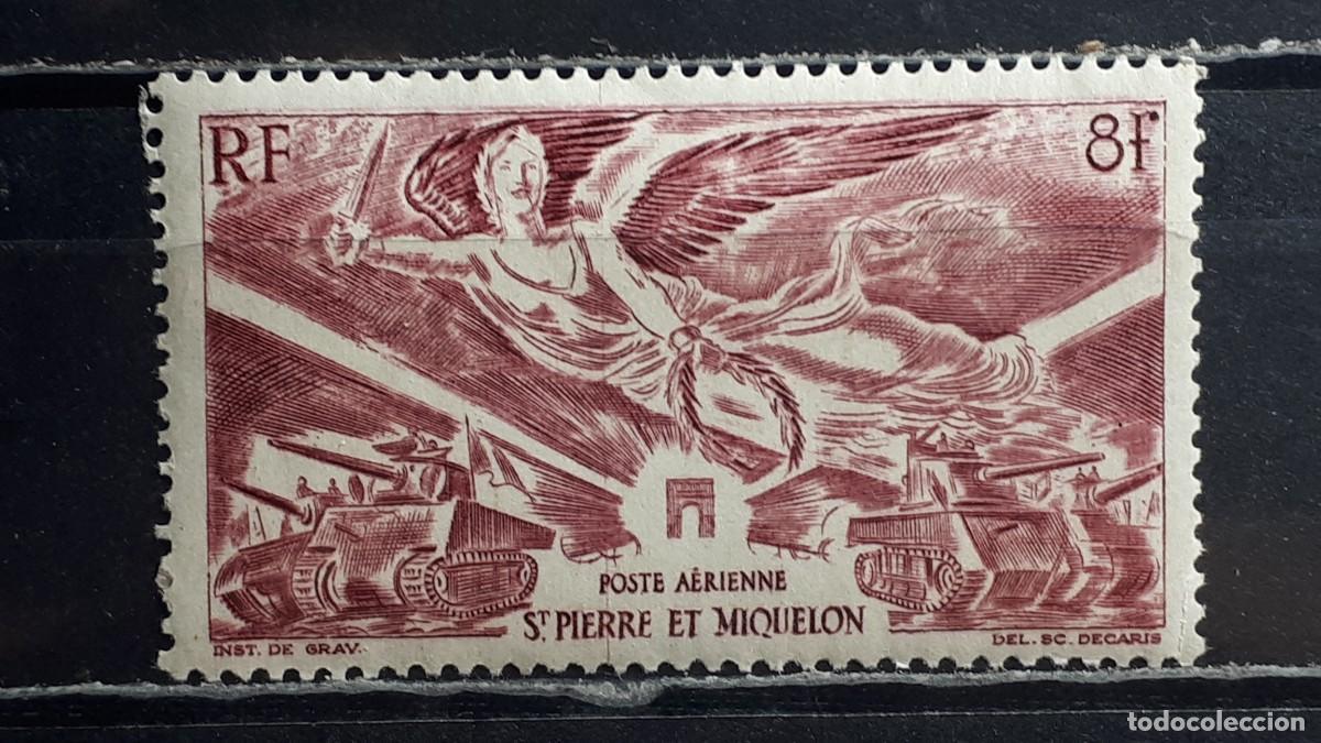 Sellos: SAN PIERRE Y MIQUELON. A&Ntilde;O 1946. **. YVERT A&eacute;reo 11