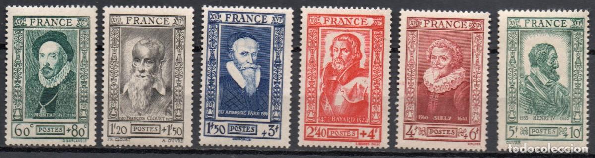 Sellos: FRANCIA A&Ntilde;O 1943 YV 587/92*** PERSONAJES FRANCESES DEL S XVI