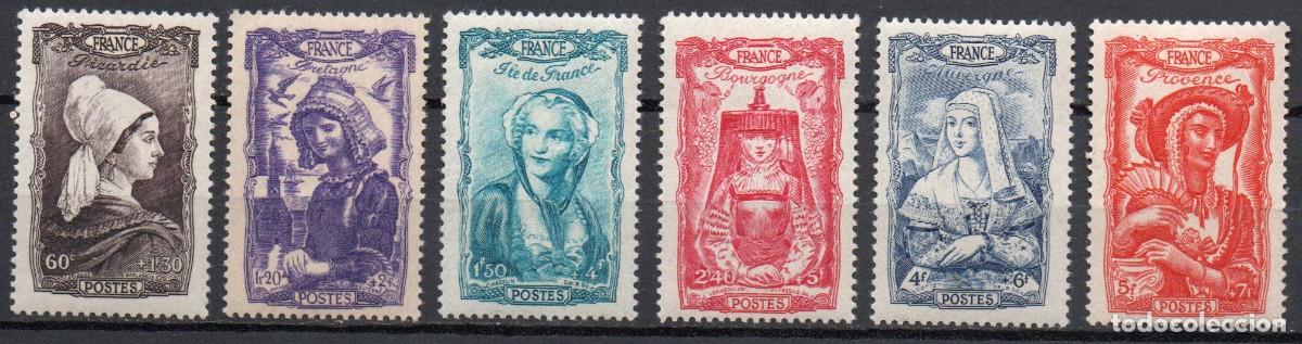 Sellos: FRANCIA A&Ntilde;O 1943 YV 587/92*** MUJERES CON PEINADOS REGIONALES FOLKLORE TRAJES Y COSTUMBRES