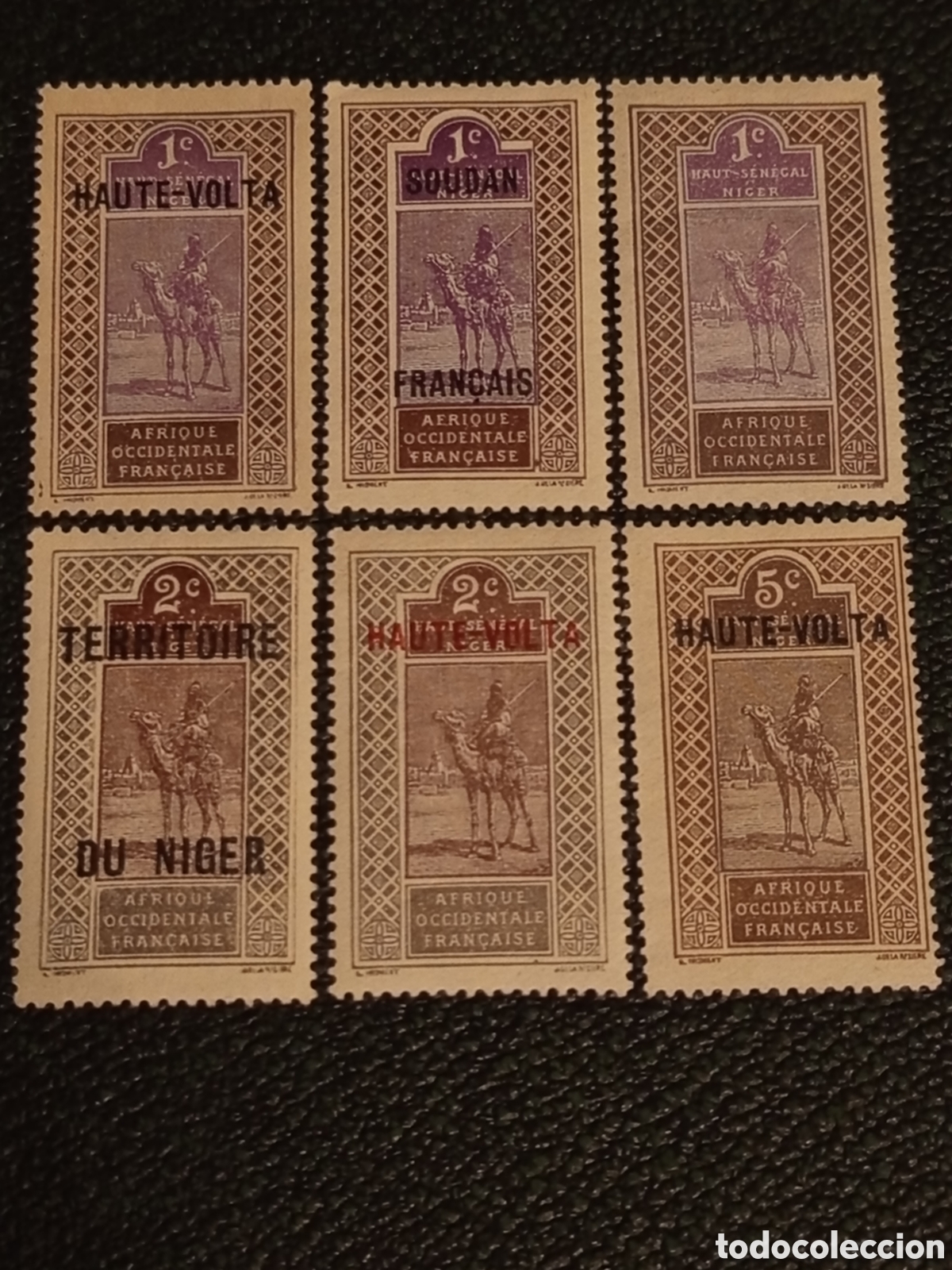 Sellos: Lote 6 Sellos Colonias Francesas Africa 1914-1921 Jinete Camello MNH
