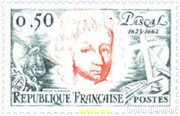 Sellos: 121884 MNH FRANCIA 1962 3 CENTENARIO DE LA MUERTE DE BLAISE PASCAL