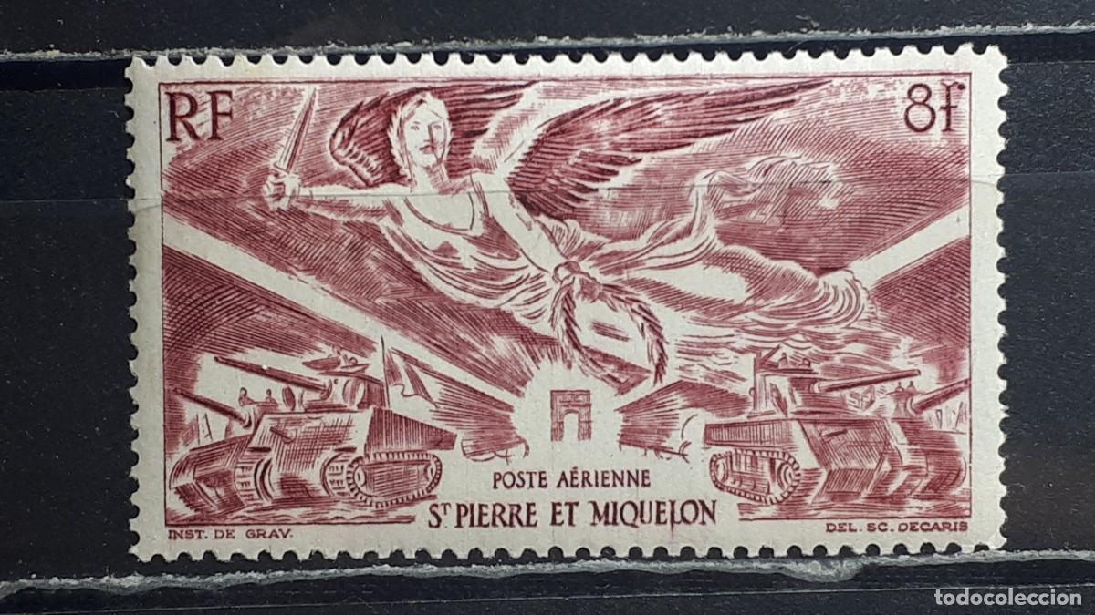 Sellos: SAN PIERRE Y MIQUELON. A&Ntilde;O 1946. **. YVERT A&eacute;reo 11