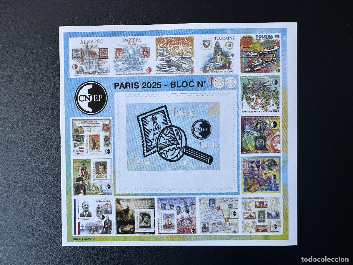 Sellos: Francia 2025 Bloque BF CNEP YT No. 100 ND sin serrar n&uacute;mero Salon de Printemps