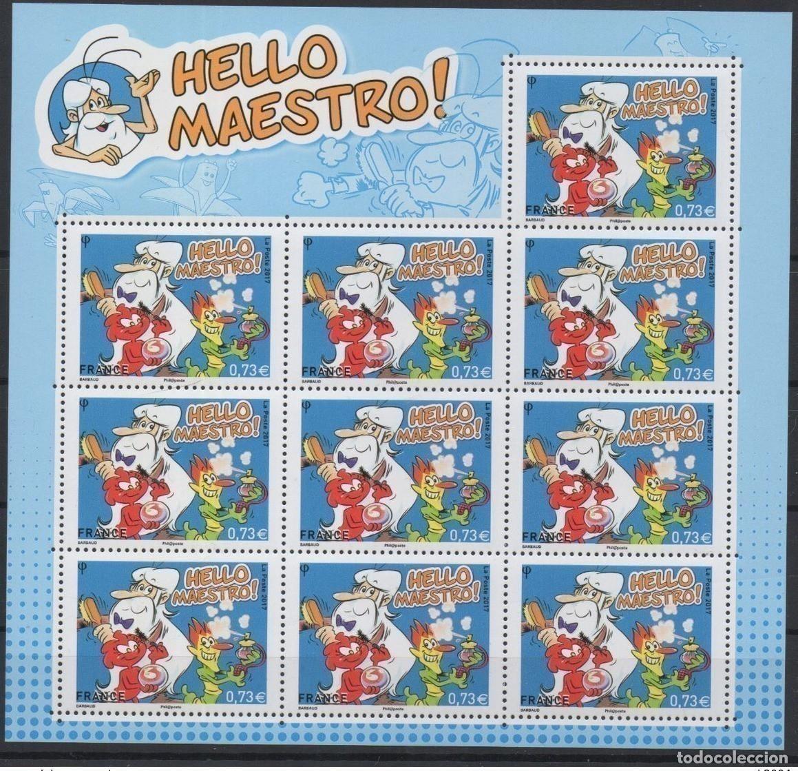 Sellos: Francia 2017 - BF YT n&deg;139 Bloque de 10 sellos Hello Maestro LUXE MNH Sorteo 30 000