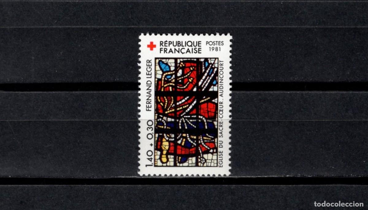 Sellos: Sello nuevo. Cruz Roja Francesa. Vidriera. Sello de 1,40+0,30. Diciembre 1981. Yvert 2175.