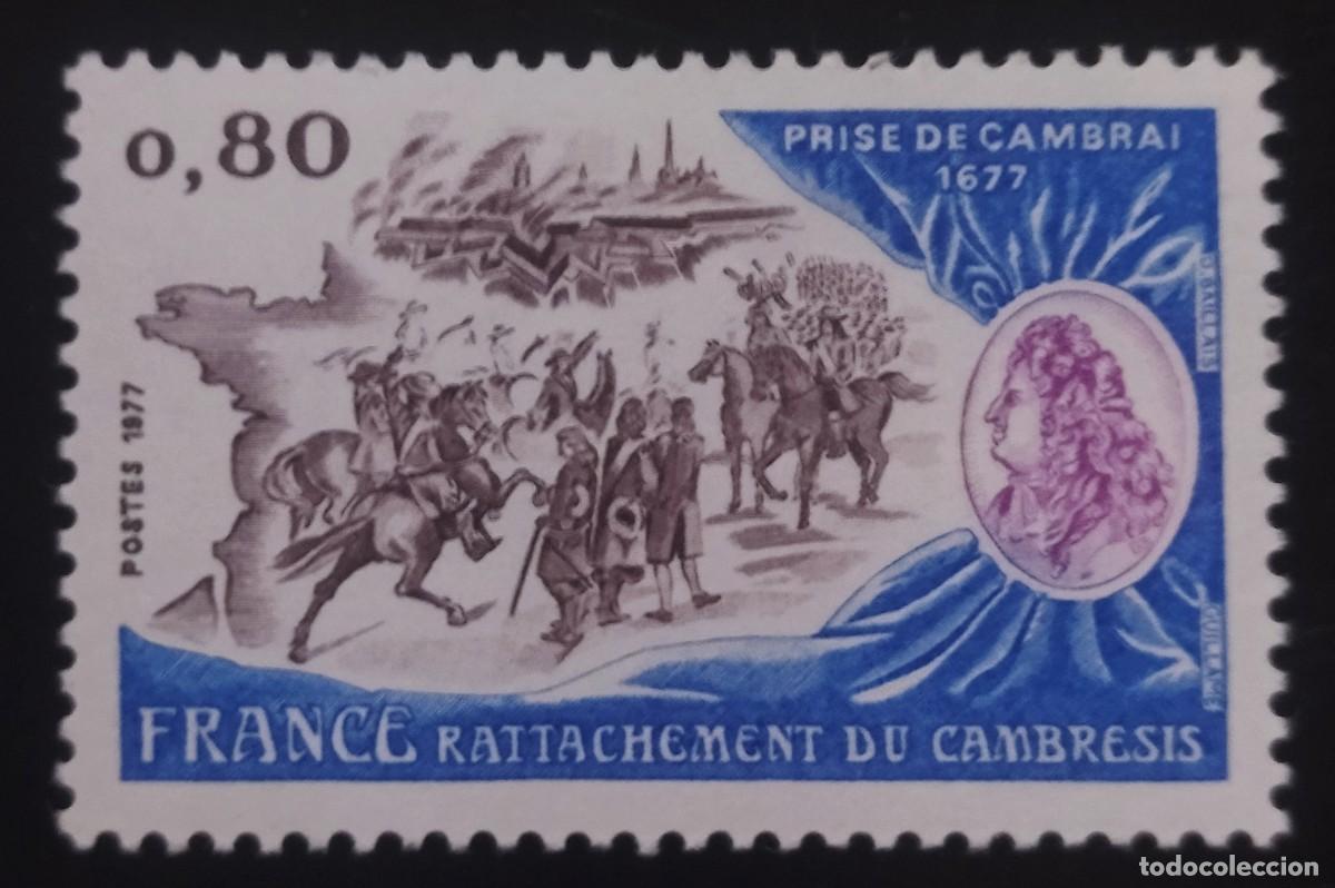 Sellos: FRANCIA 1977 III Centenario de la uni&oacute;n de Cambrai a Francia. NUEVO - MNH.
