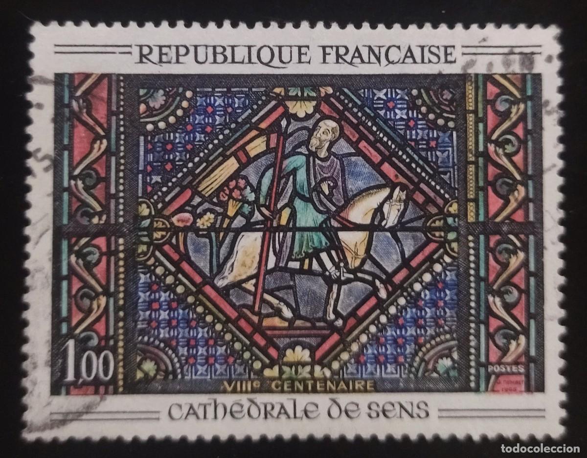 Sellos: FRANCIA 1965 VIII Centenario de la Catedral de Sens. USADO.