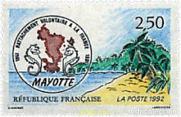 Sellos: 38500 MNH FRANCIA 1991 150 ANIVERSARIO DE LA ADHESION VOLUNTARIA DE MAYOTTE