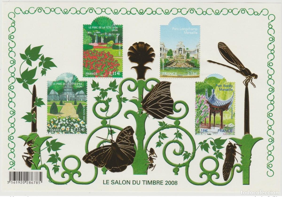 Sellos: Sello dorado estampado BF 120 de Francia 2008 &iexcl;Muestra parques raros!