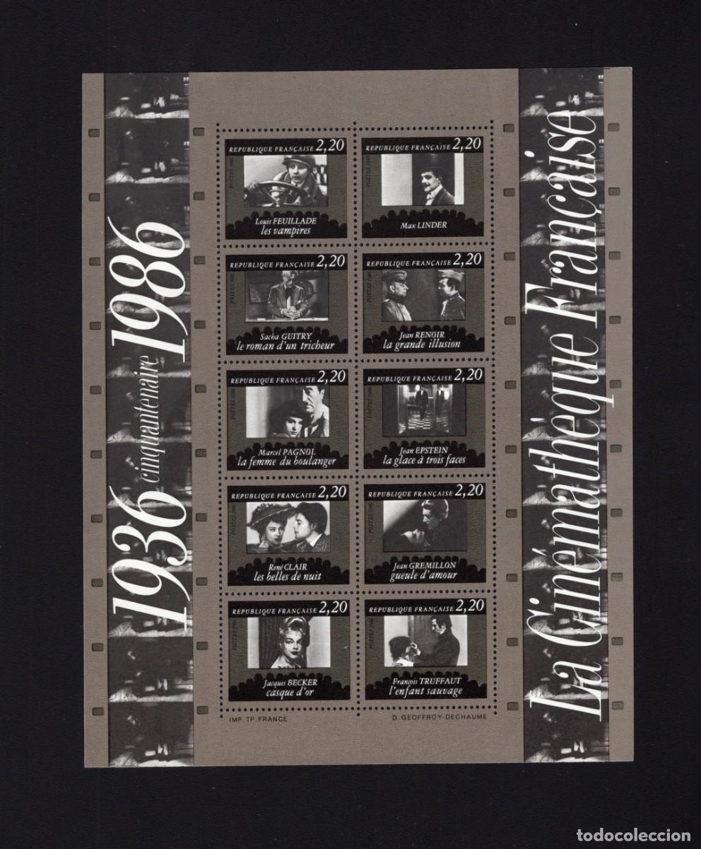 Sellos: Hoja bloque nueva. Cincuentenario de la Filmoteca Francesa. Septiembre 1986. Yvert HB9.