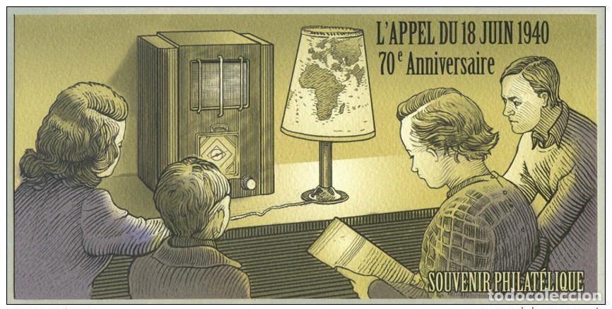Sellos: Francia 2010 - bloque de recuerdos n&deg;48 Llamamiento del 18 junio 1940 General Gaulle