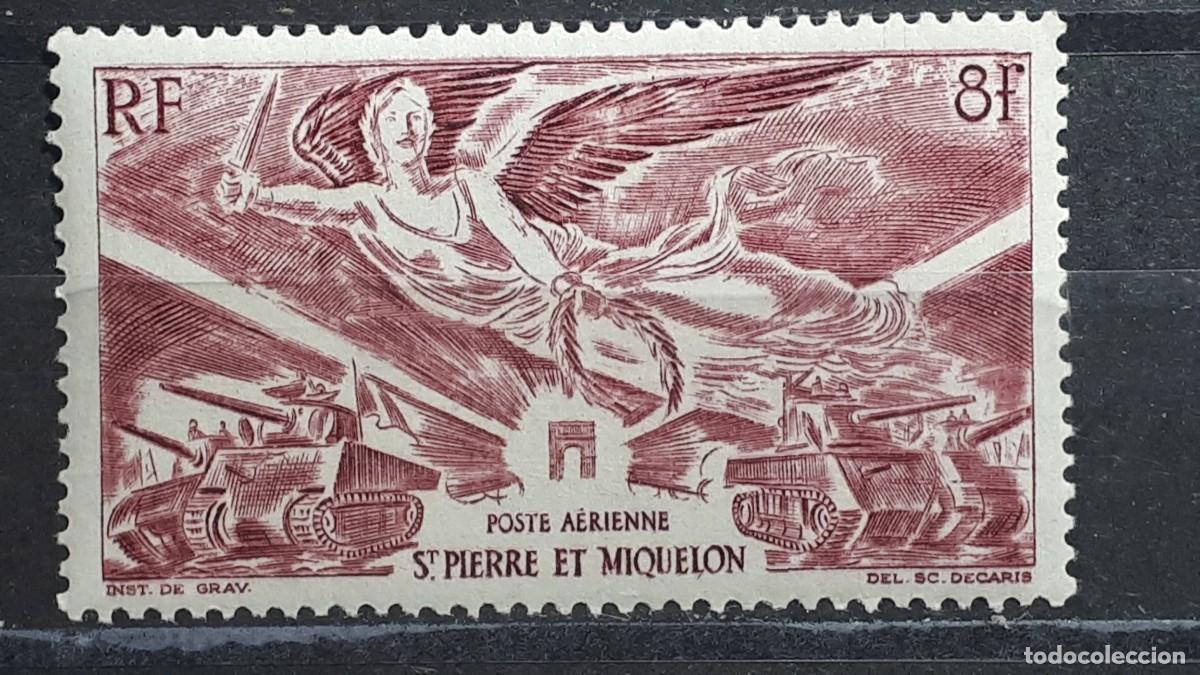 Sellos: SAN PIERRE Y MIQUELON. A&Ntilde;O 1946. **. YVERT A&eacute;reo 11