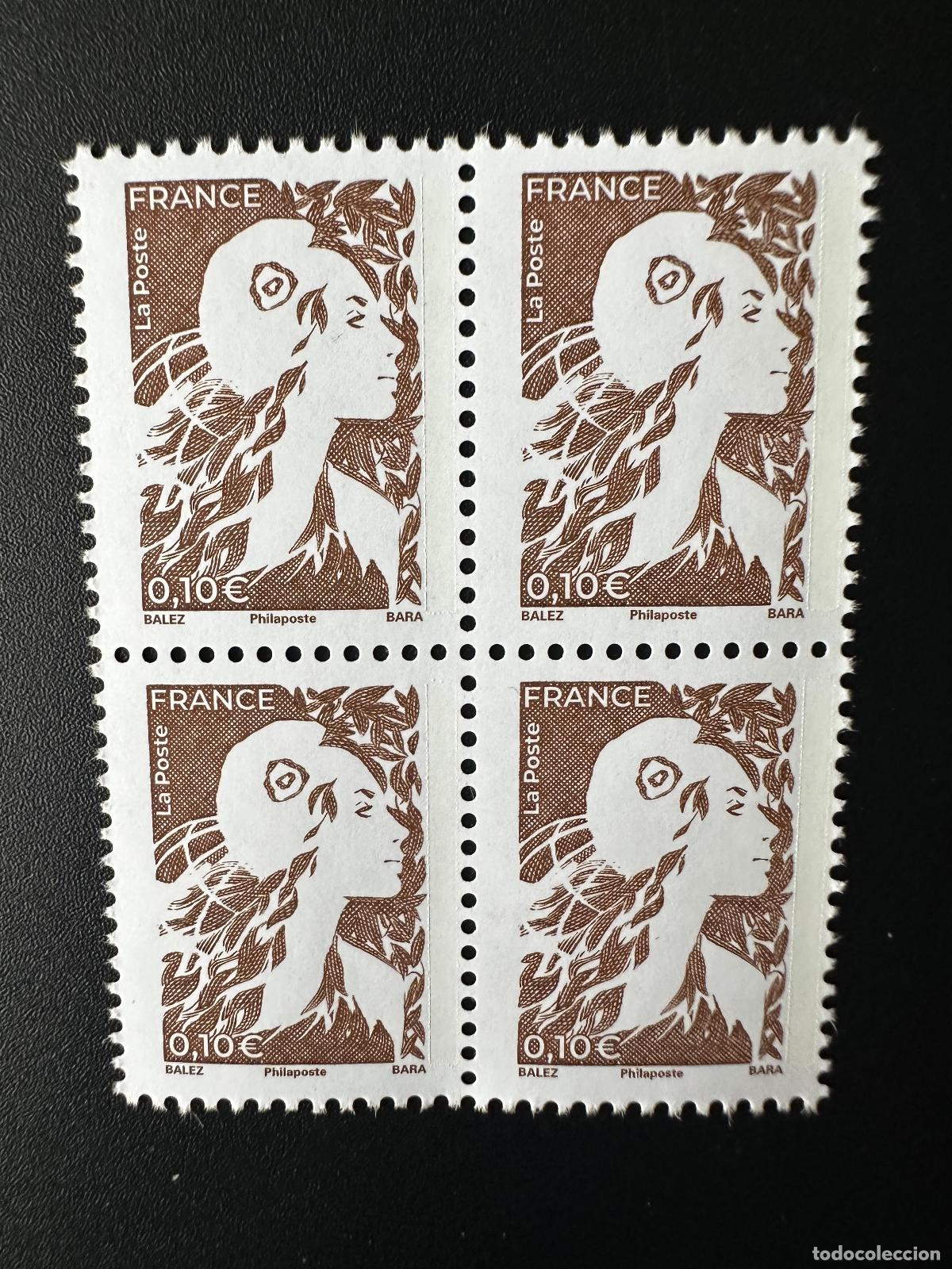 Sellos: Francia 2025 bloque de 4 tablas Marianne l'Avenir 010&euro; engomado