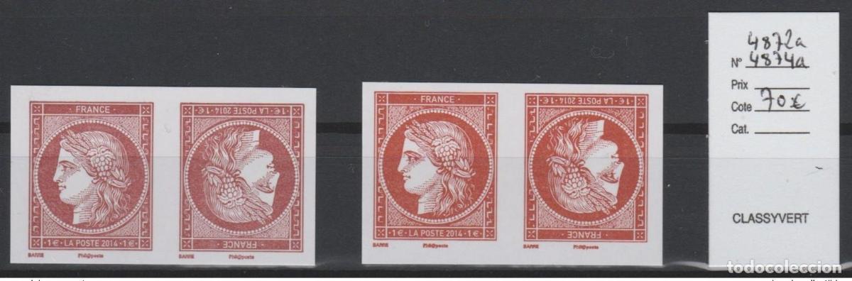 Sellos: Francia 2014 - TT 4872a y 4874a Paris cara a C&eacute;r&egrave;s 1849 Sintaglio Salon