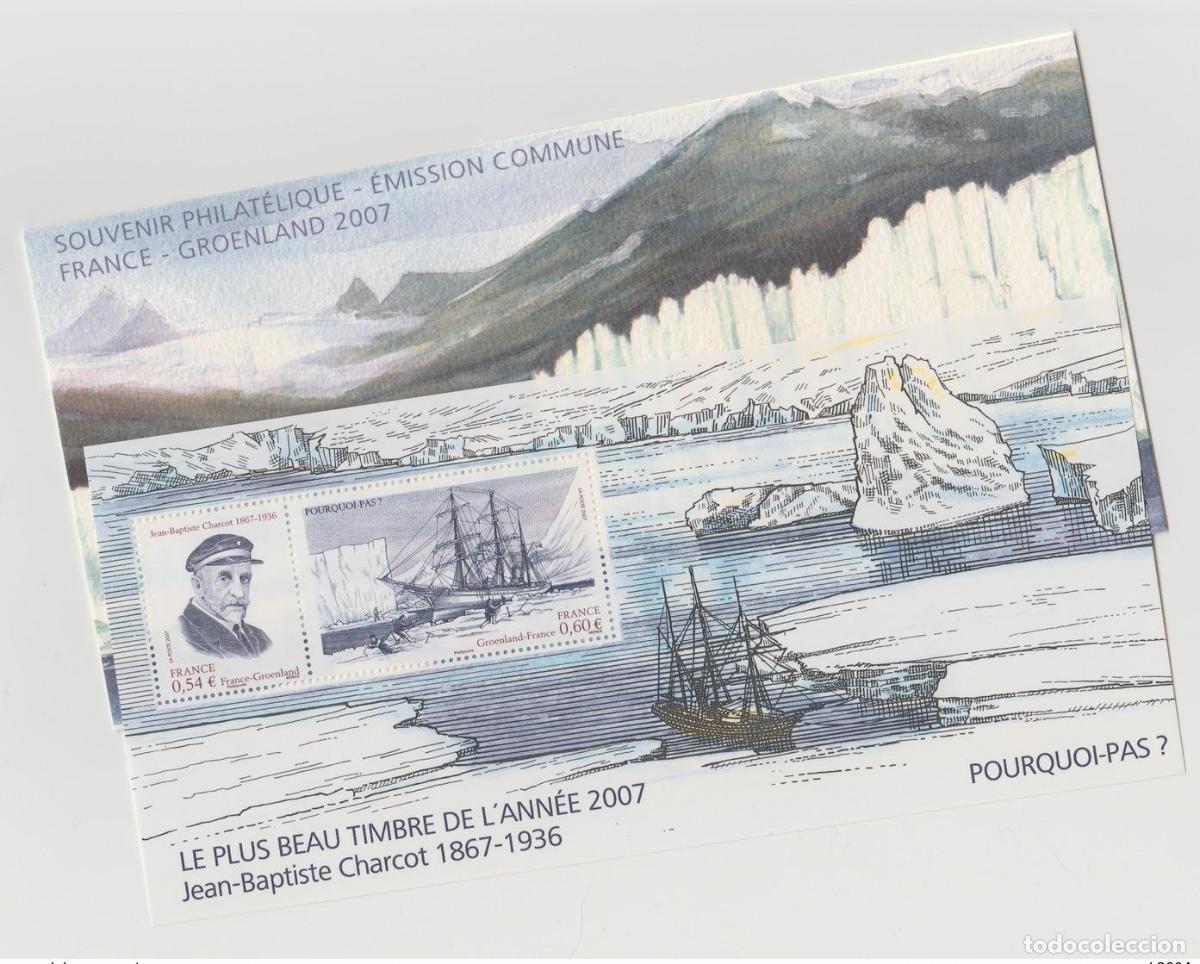 Sellos: Francia 2008 - bloque de recuerdos n&deg;34 Edici&oacute;n conjunta JB Charcot Groeland