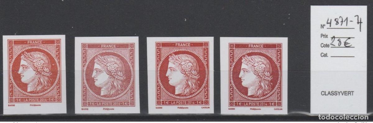 Sellos: Francia 2014 - YT 4871 4874 C&eacute;r&egrave;s 1849 Offset and intaglio Barre Salon Paris
