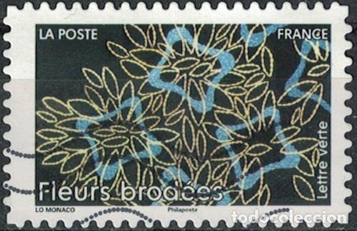 Selos: Francia 2025 Oblit&eacute;r&eacute; Used Premi&egrave;res Fleurs Brod&eacute;es Y&T FR 2576