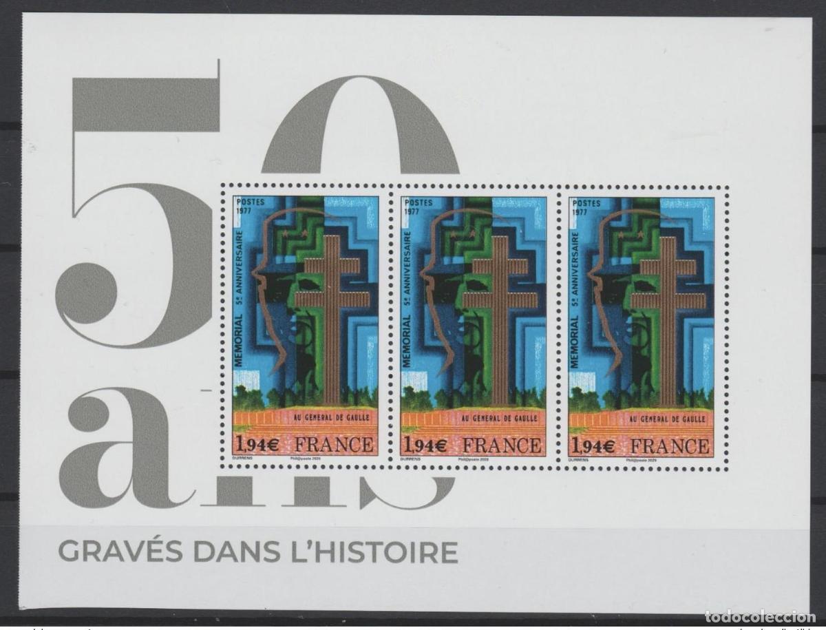 Sellos: Francia 2020 Monumento al General De Gaulle 50 a&ntilde;os grabados en la historia 12050 ex**