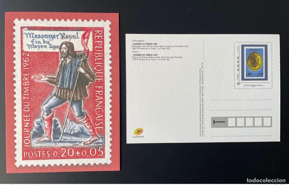 Sellos: Francia 2021 - Tarjeta postal completa | D&iacute;a del sello 1962 Royal Messenger