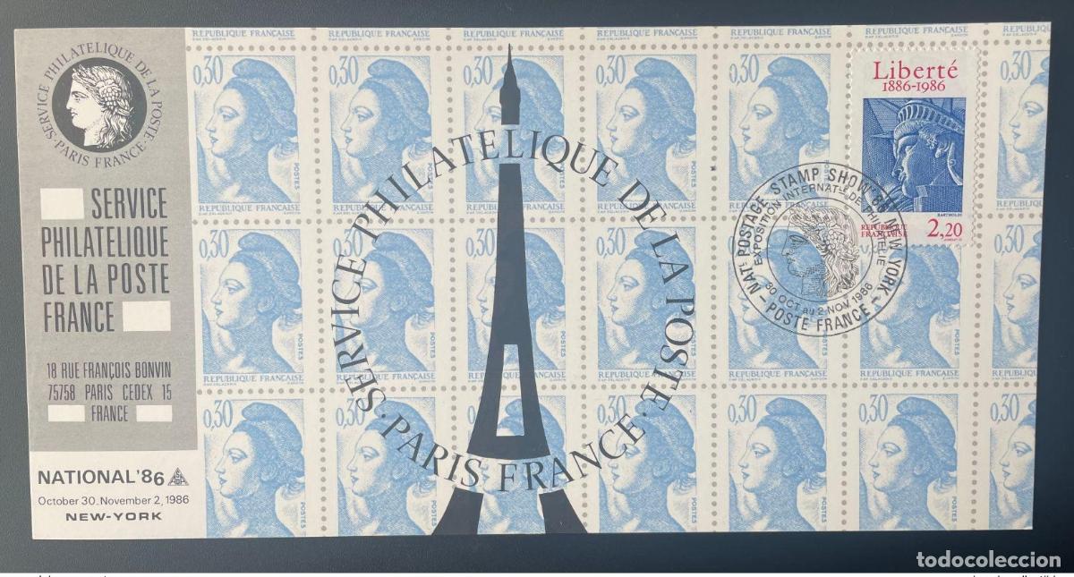 Sellos: 035 Mapa oficial de la Estatua Libertad Exposici&oacute;n Internacional Nueva York 1986 FDC Francia