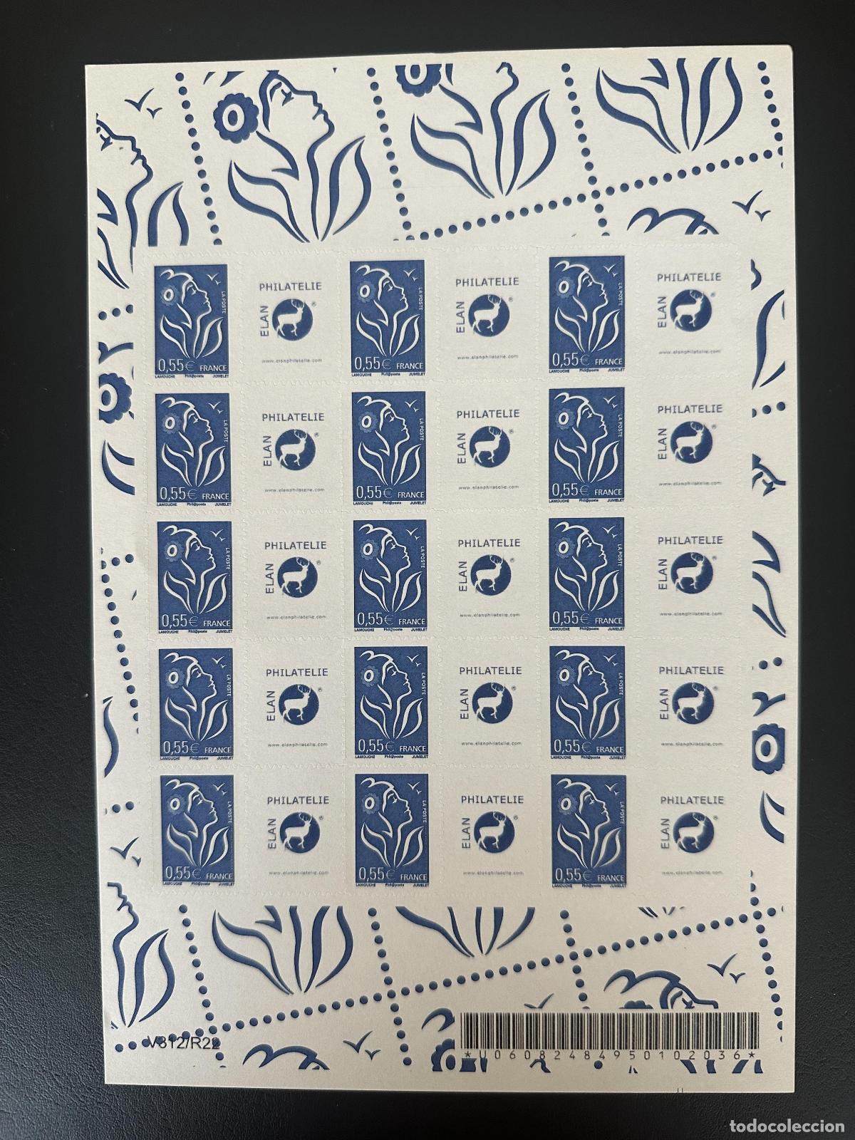 Sellos: Francia 2005 YT F3802Da hoja Marianne de Lamouche Elan azul adhesivo 055&euro;