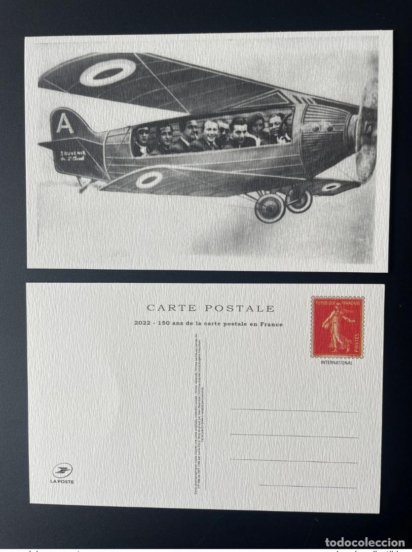 Sellos: Tarjeta postal de 150 a&ntilde;os Francia 2022 Par&iacute;s Philex Sower Cameo Roty Avion