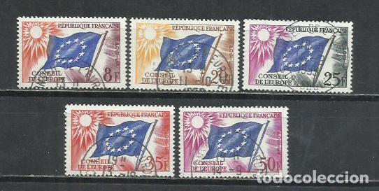 Sellos: 9994-FRANCIA SERIE COMPLETA 1958 N&ordm; 17/21 servicio CONSEJO DE EUROPA