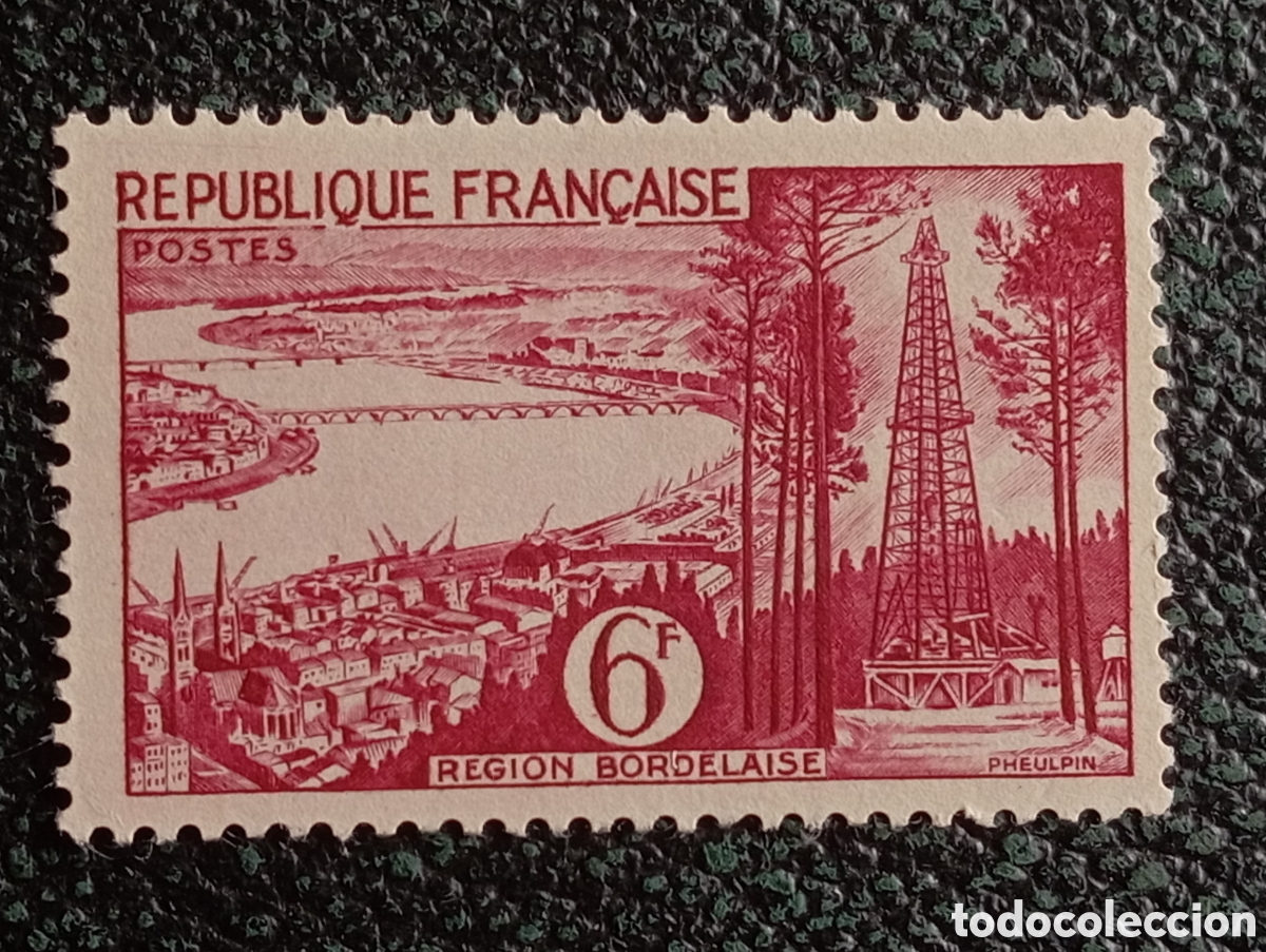Sellos: Sello Francia 1955 Regi&oacute;n Bordelaise 6F MNH Yvert 1036