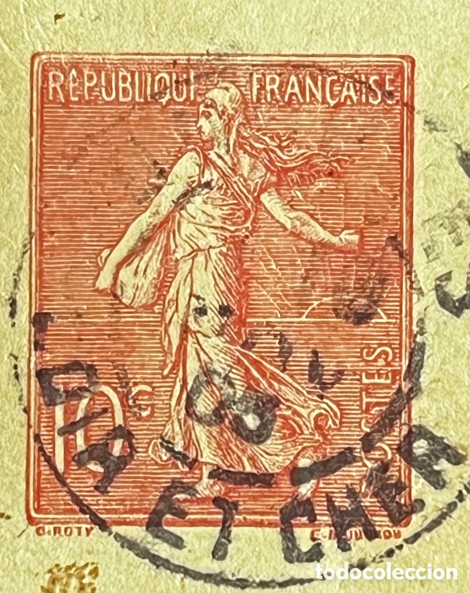 Sellos: Francia 1906 &ndash; rare Postal Semeuse 10 c rojo &ndash; Yvert 138 E5 Original