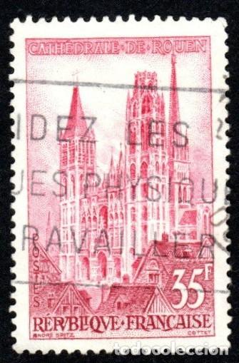 Sellos: Francia. Catedral de Rouen. 1957. YT-1129. Usado