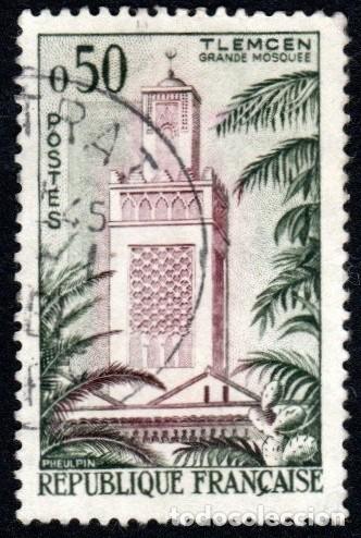 Sellos: Francia.Mezquita en Argelia 1960 YT-1238. Usado