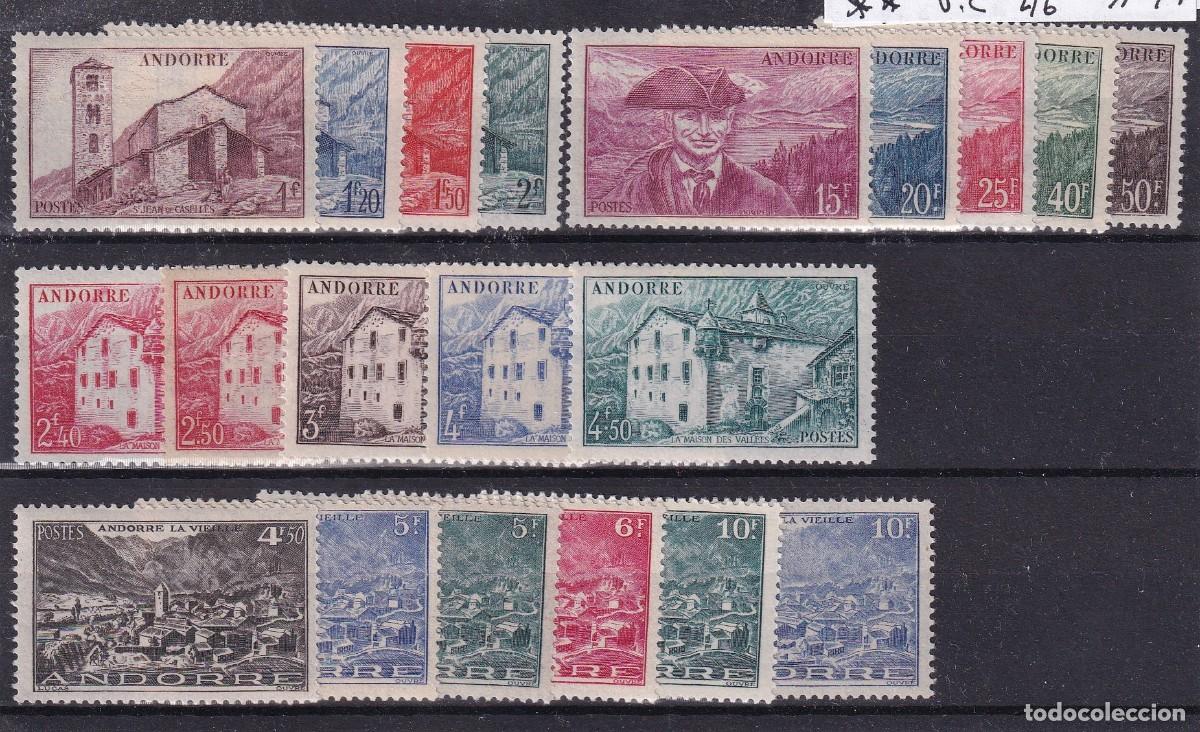 Sellos: Sellos ANDORRA FRANCESA a&ntilde;o 1944/46 Yvert 100/118** en NUEVO v.c. 42 &euro;