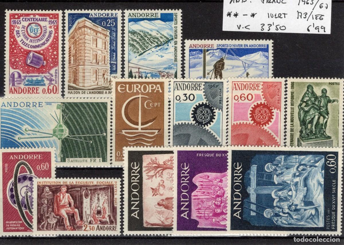 Francobolli: Sellos ANDORRA FRANCESA a&ntilde;o 1965/67 Yvert 173/186*-** en NUEVO v.c. 33.50 &euro;