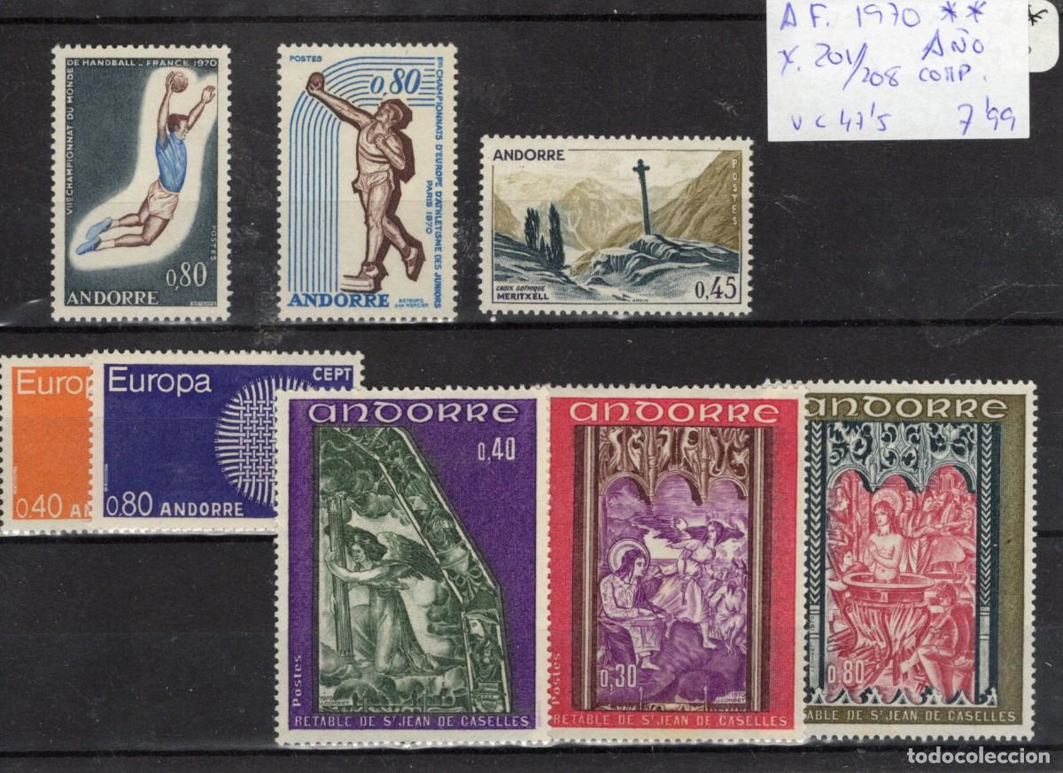 Briefmarken: Sellos ANDORRA FRANCESA a&ntilde;o 1970 COMPLETO YVERT 201/208** en NUEVO v.c. 47.50 &euro;