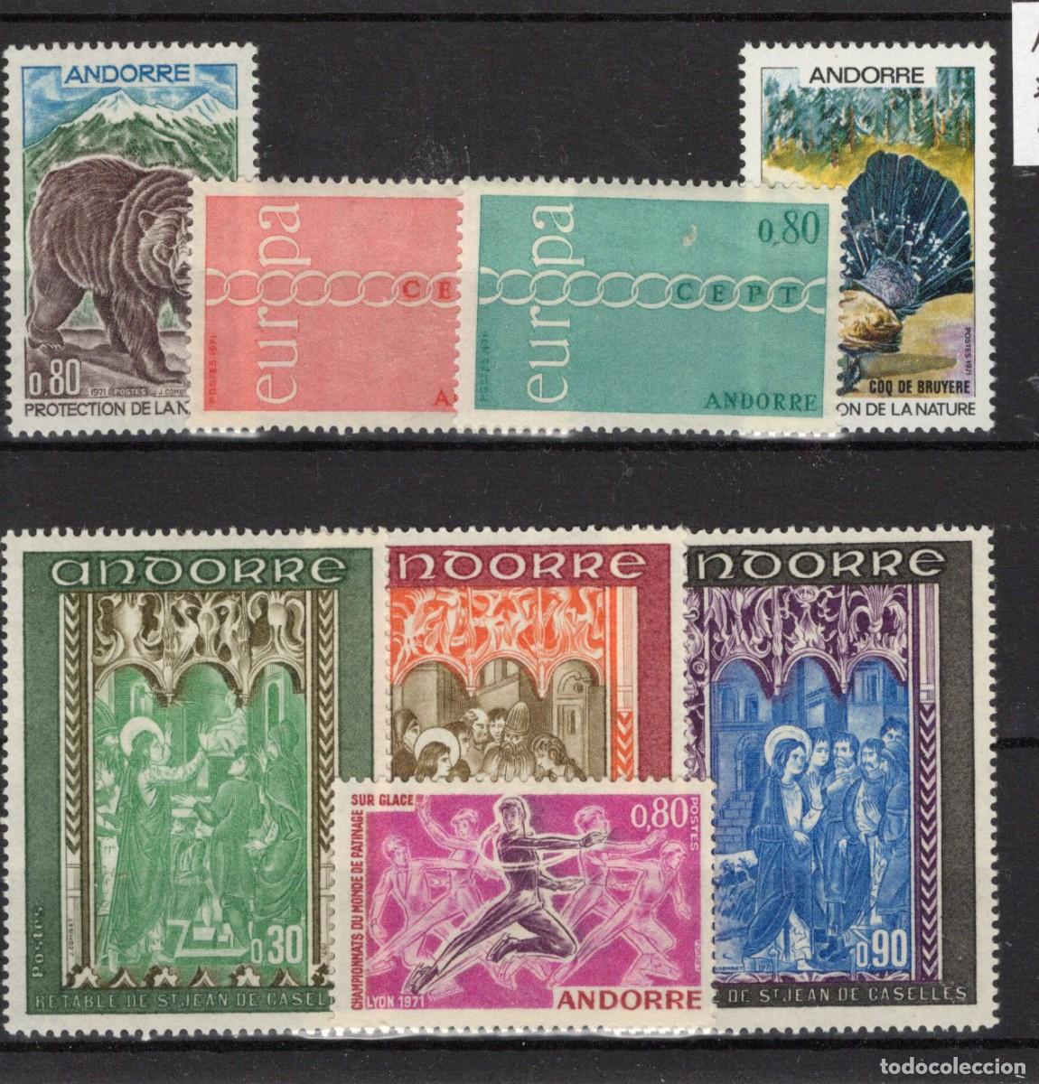 Selos: Sellos ANDORRA FRANCESA a&ntilde;o 1971 COMPLETO YVERT 209/216** en NUEVO v.c. 68 &euro;