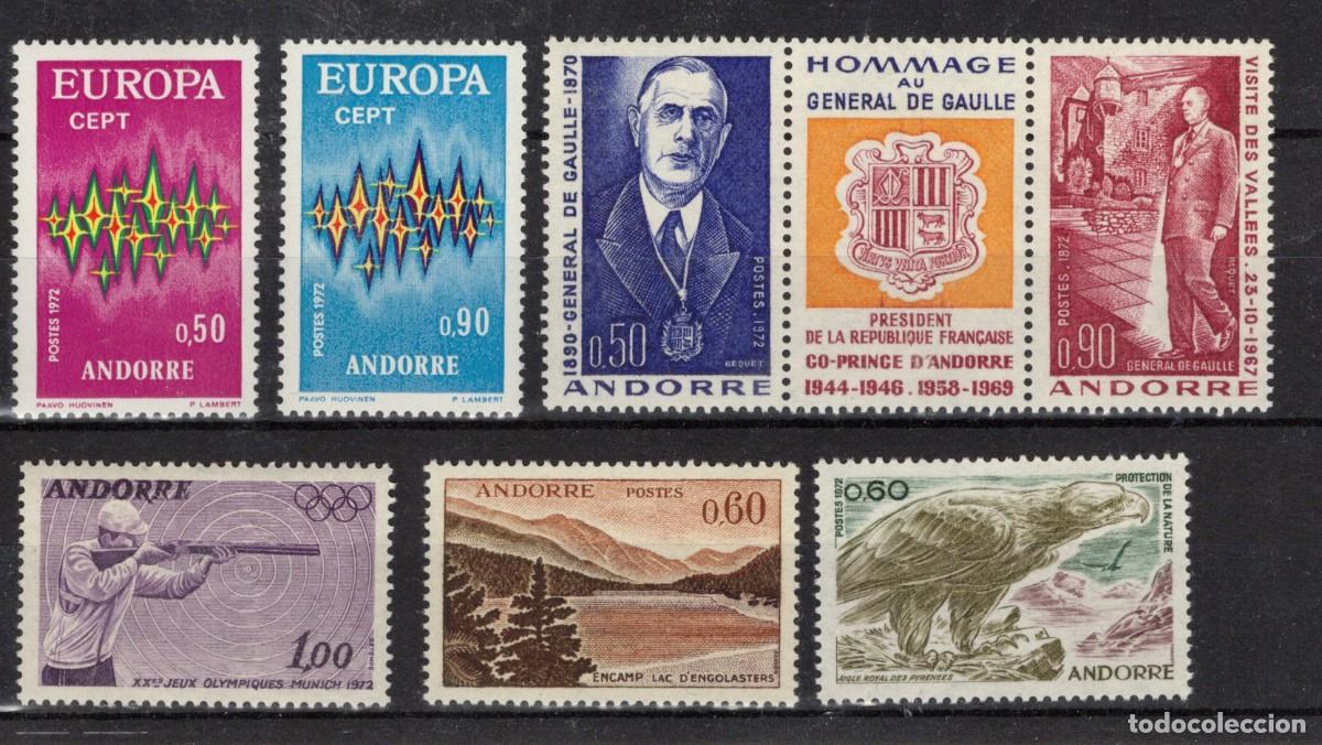 Selos: Sellos ANDORRA FRANCESA a&ntilde;o 1972 COMPLETO YVERT 217/225A** en NUEVO v.c. 62 &euro;