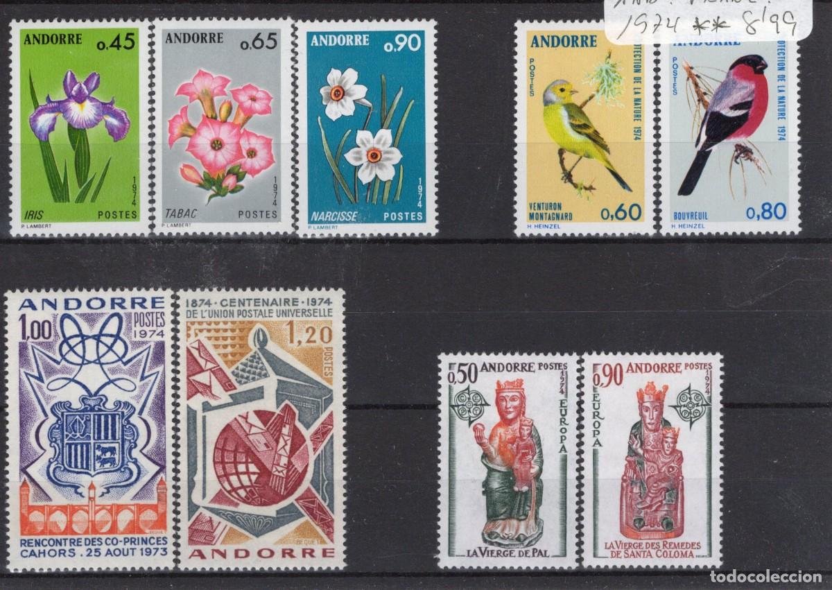 Selos: Sellos ANDORRA FRANCESA a&ntilde;o 1974** COMPLETO en NUEVO