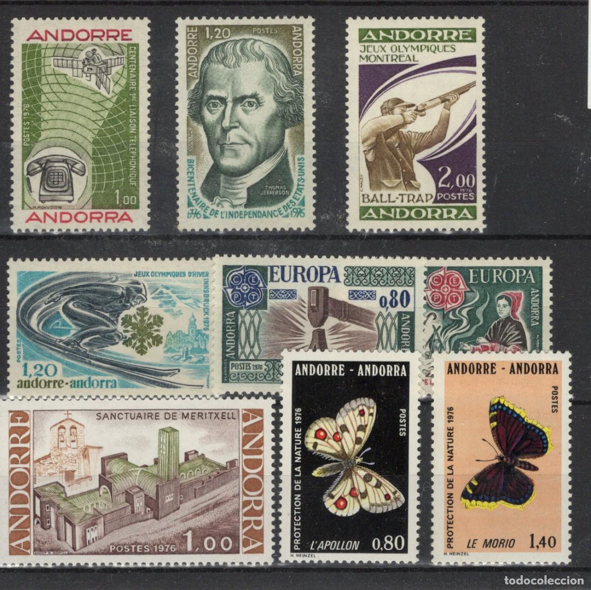 Selos: Sellos ANDORRA FRANCESA a&ntilde;o 1976 COMPLETO YVERT 251/259** en NUEVO v.c. 30.50 &euro;