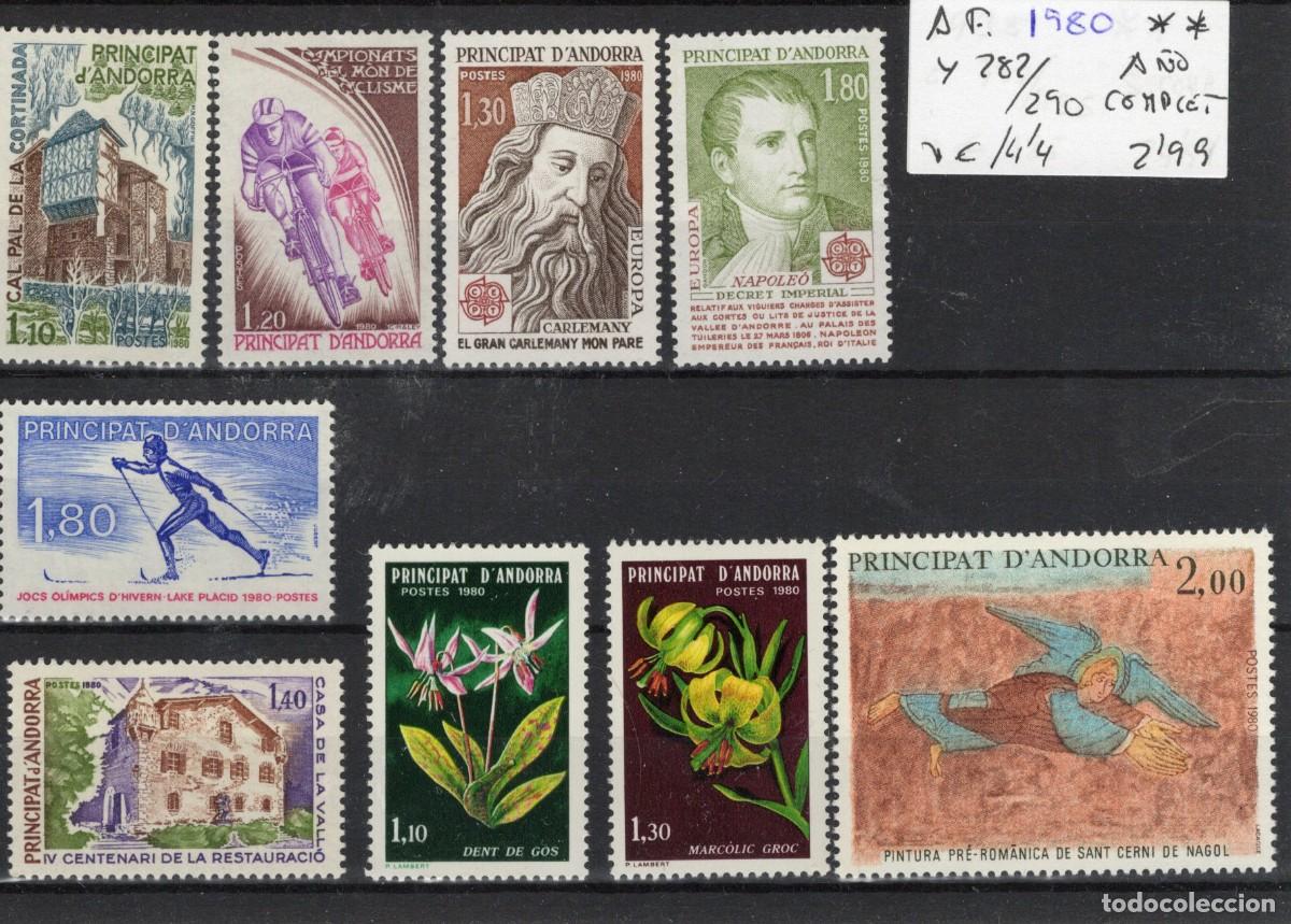 Selos: Sellos ANDORRA FRANCESA a&ntilde;o 1980 COMPLETO YVERT 282/290** en NUEVO v.c. 14.40 &euro;