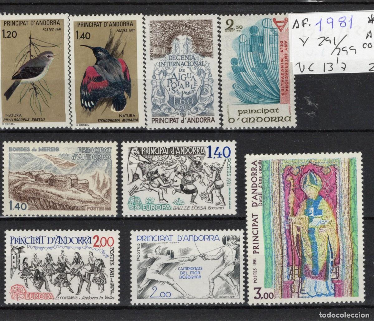 Selos: Sellos ANDORRA FRANCESA a&ntilde;o 1981 COMPLETO YVERT 291/299** en NUEVO v.c. 13.70 &euro;