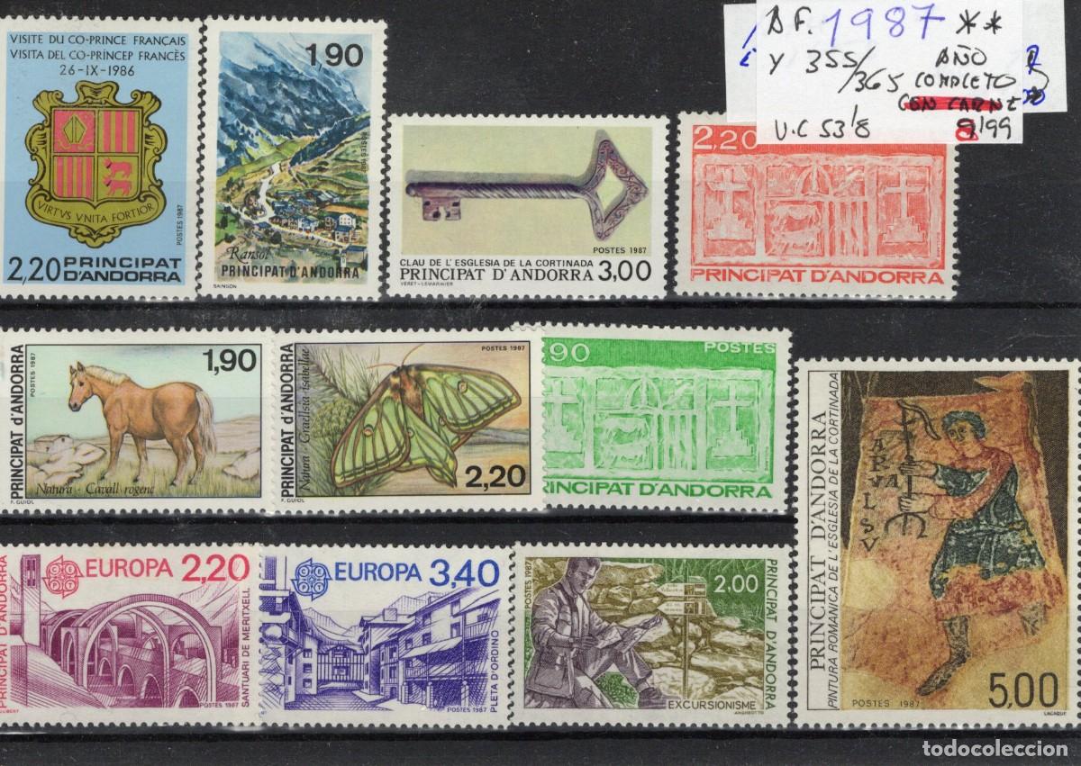 Selos: Sellos ANDORRA FRANCESA a&ntilde;o 1987 COMPLETO YVERT 355/365** en NUEVO v.c. 53.80 &euro;