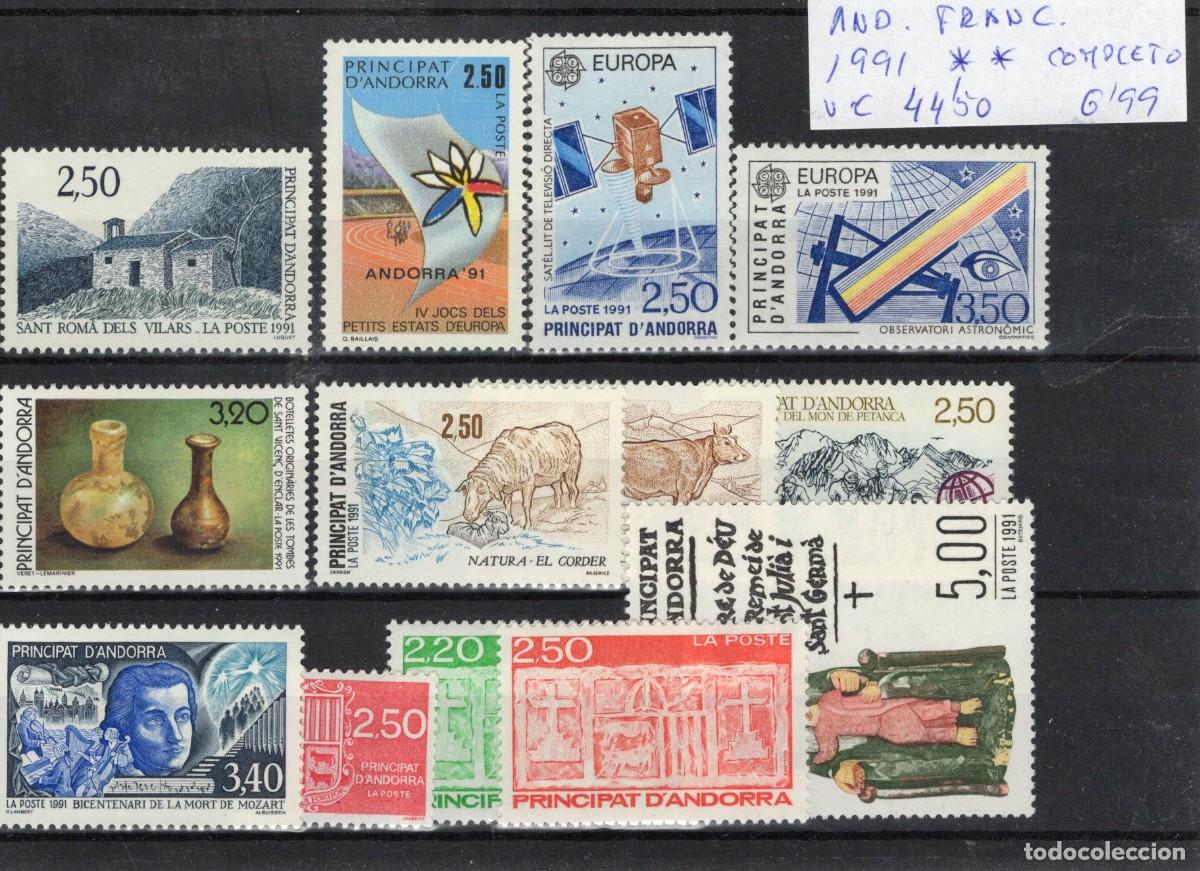 Selos: Sellos ANDORRA FRANCESA a&ntilde;o 1991** COMPLETO en NUEVO v.c. 44.50 &euro;