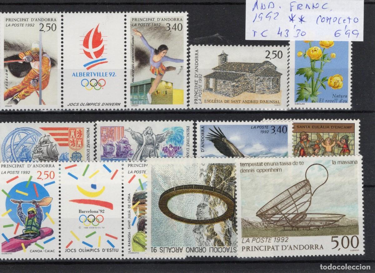 Selos: Sellos ANDORRA FRANCESA a&ntilde;o 1992** COMPLETO en NUEVO v.c. 43.30 &euro;