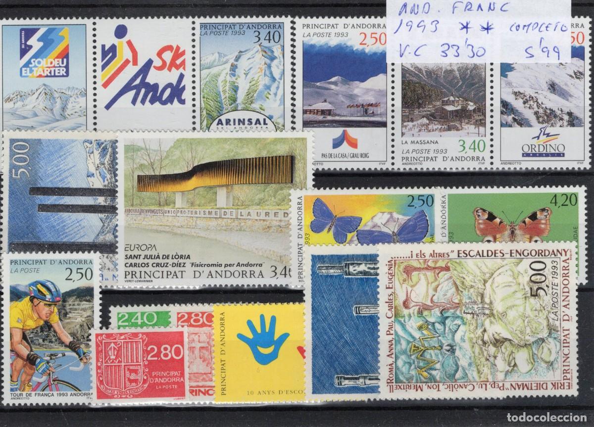 Selos: Sellos ANDORRA FRANCESA a&ntilde;o 1993** COMPLETO en NUEVO v.c. 33.30 &euro;