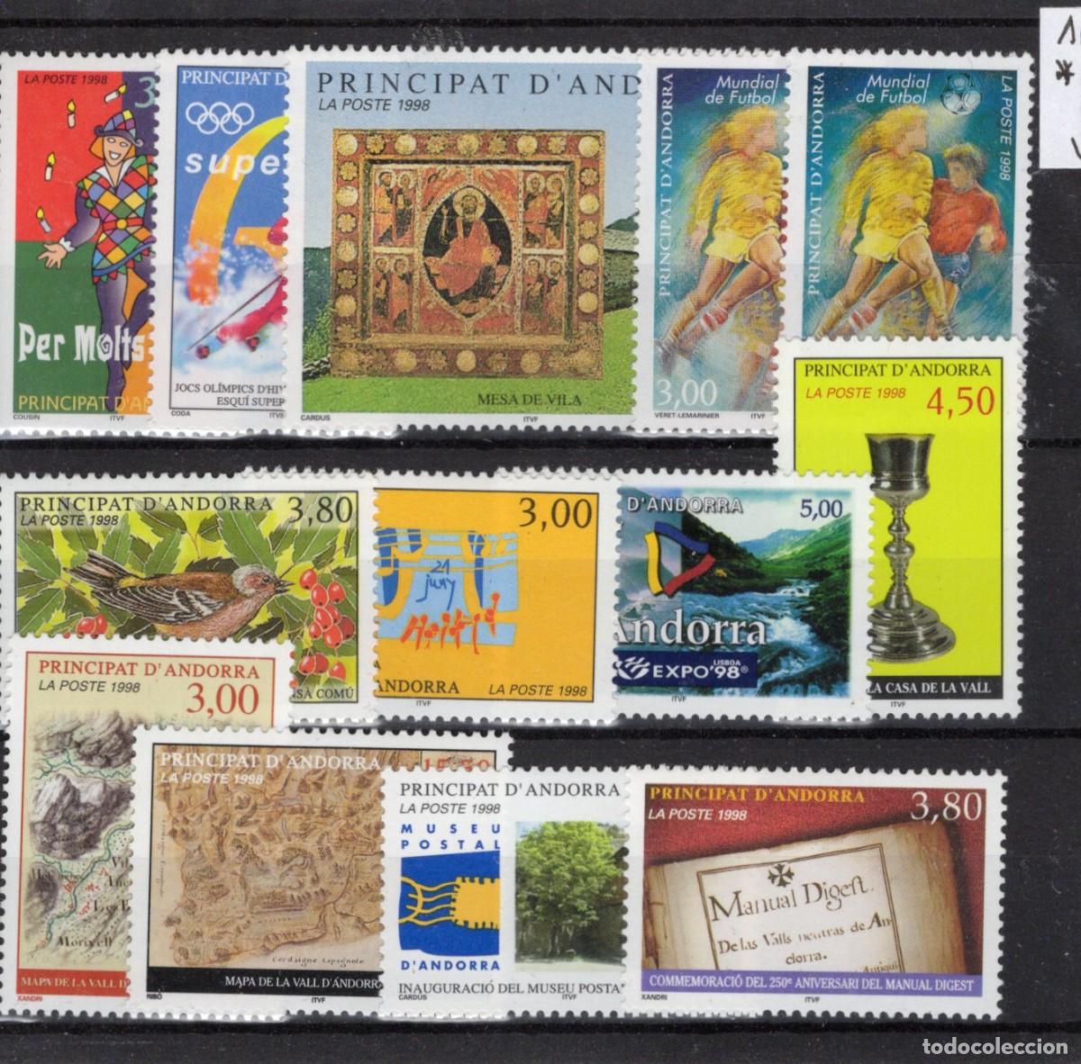 Selos: Sellos ANDORRA FRANCESA a&ntilde;o 1998** COMPLETO en NUEVO sin 500 y 502 v.c. 43.30 &euro;